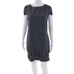 Ambali Womens Short Sleeves Mid Calf Sheath Dress Gray Cotton Size EUR 38